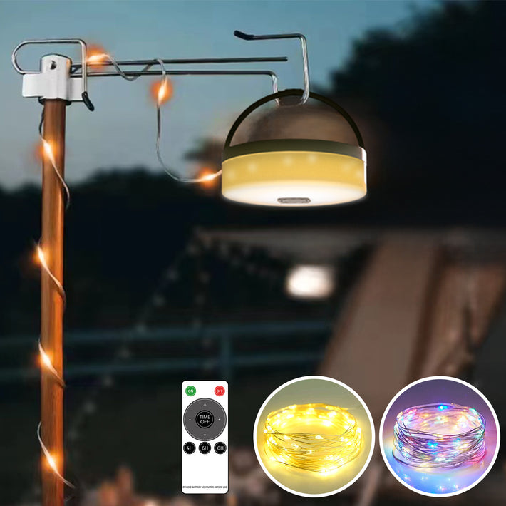 Solar & USB Camping String Lights - 32.8ft, 200 LED 