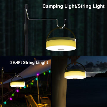 Solar & USB Camping String Lights - 32.8ft, 200 LED 