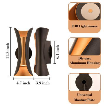 Outdoor Black Head Spotlight Wall Lamp