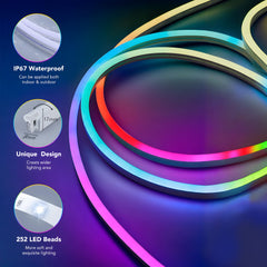 RGBW Rope Lights with Music Sync DIY Design Remote APP Control IP65 Waterproof Flexible LED Strip Lights