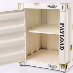 Industrial Style Container Side Table | One Door| White