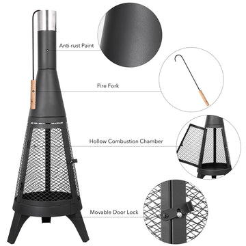47.2 Inch Tall Outdoor Wood Burning Meshed Fire Pit