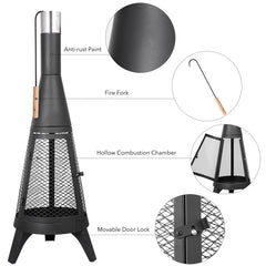 47.2 Inch Tall Outdoor Wood Burning Meshed Fire Pit