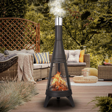 47.2 Inch Tall Outdoor Wood Burning Meshed Fire Pit