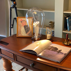 Clear glass and nickel-plated metal