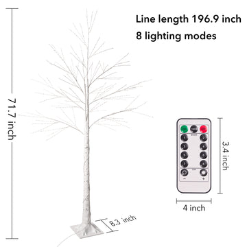 6FT Artificial Birch Tree With Light