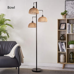 Indoor Boho Rattan Floor Lamp