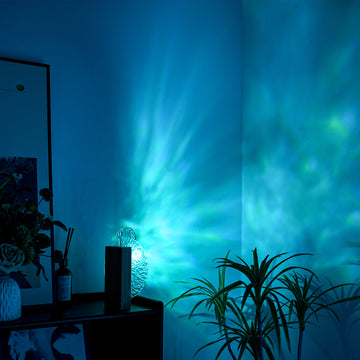 Ocean Wave Night Light Projector with Wood Base
