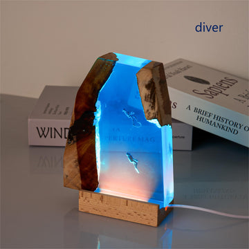 Shipwreck/Diver Resin Light Table Lamp