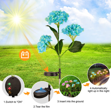 2Pcs Solar Hydrangea Pathway Light