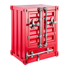 Industrial Style Container Side Table | Two Door | Red