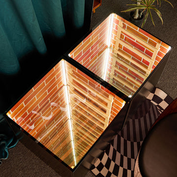 Solid Wood Infinity Mirror Coffee Table